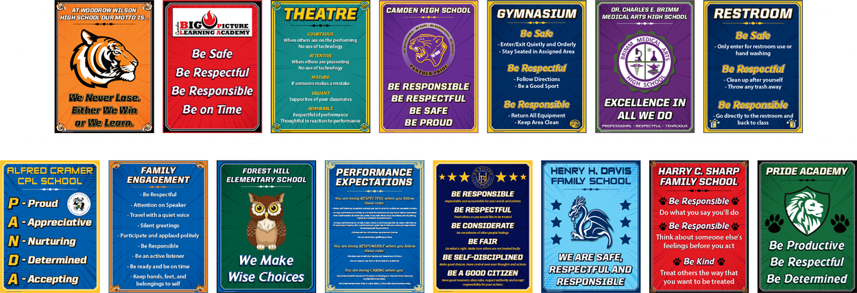 Many examples of PBIS Placards